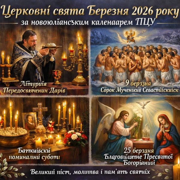 Церковні свята у Березні 2026