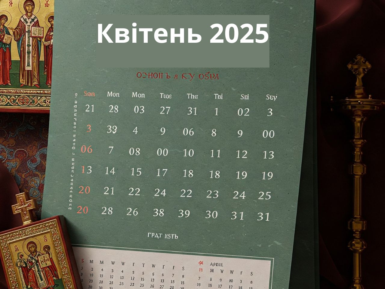 Квітень 2025 - календар ПЦУ